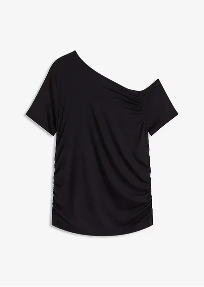 Asymmetrisches Shirt in schwarz von vorne - bonprix