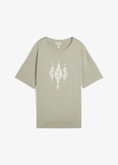 T-Shirt mit Druck in grün von vorne - bonprix