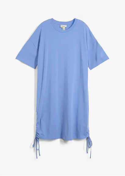 Jerseykleid aus elastischem Baumwoll-Mix in blau von vorne - bonprix