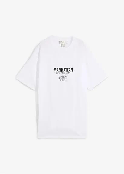 Oversize-Shirt aus reiner Bio-Baumwolle in weiß von vorne - bonprix