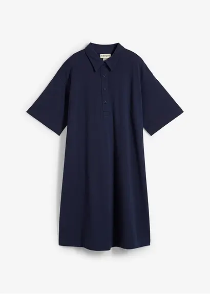 Polokleid aus reiner Baumwolle in blau von vorne - bonprix