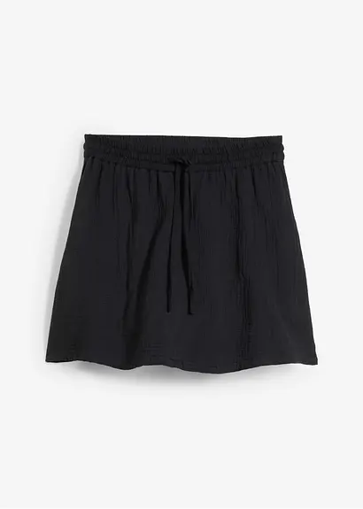 Hosenrock aus Musselin in schwarz von vorne - bonprix