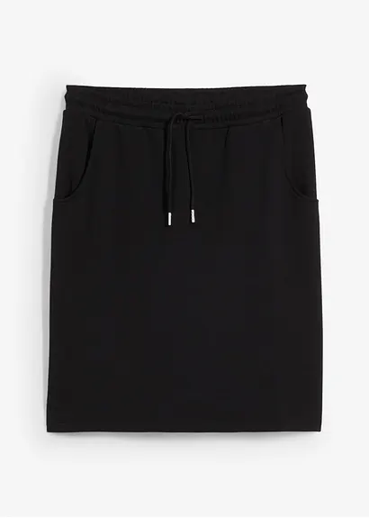 Sweatrock mit Taschen in schwarz von vorne - bonprix