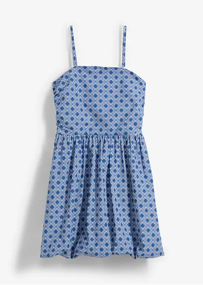 Bandeau-Kleid aus reiner Baumwolle in blau von vorne - bonprix