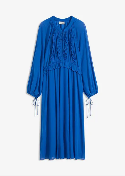 Tunika-Kleid mit Volants in blau von vorne - bonprix