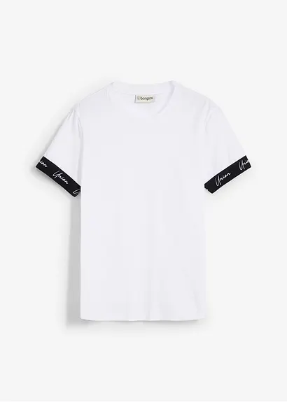 T-Shirt aus reiner Bio-Baumwolle, Slim Fit in weiß von vorne - bonprix