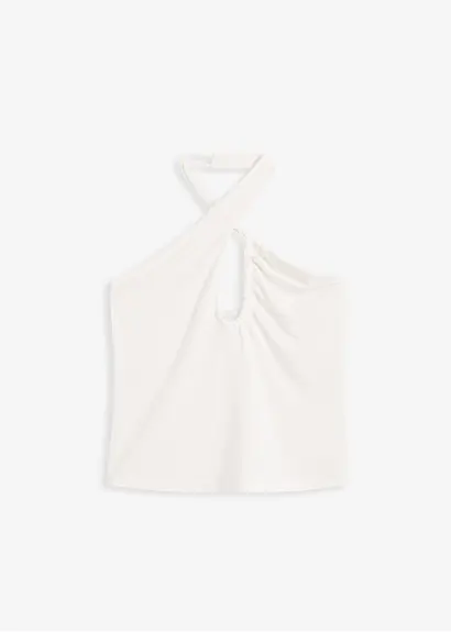 Neckholder-Top mit Cut-Out in weiß von vorne - bonprix