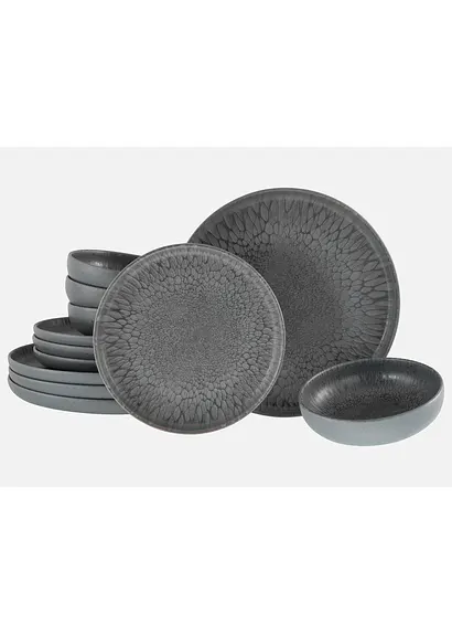 CreaTable Geschirr-Set (12-tlg. Set) in grau - CreaTable