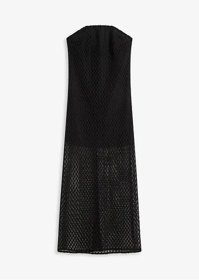 Off-Shoulder-Kleid mit Spitze in schwarz von vorne - bonprix