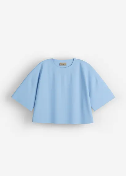Shirt aus reiner Bio-Baumwolle in blau von vorne - bonprix