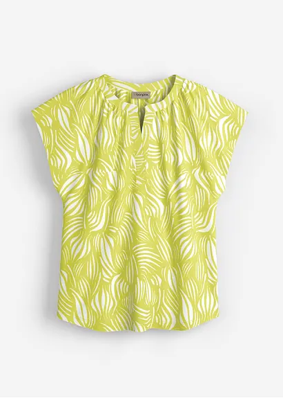 Henleyshirt aus softem Viskose-Mix in gelb von vorne - bonprix