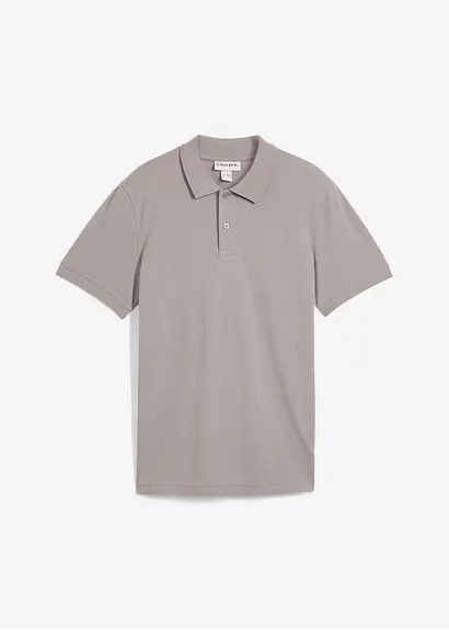 Piqué-Poloshirt aus reiner Bio-Baumwolle in grau von vorne - bonprix