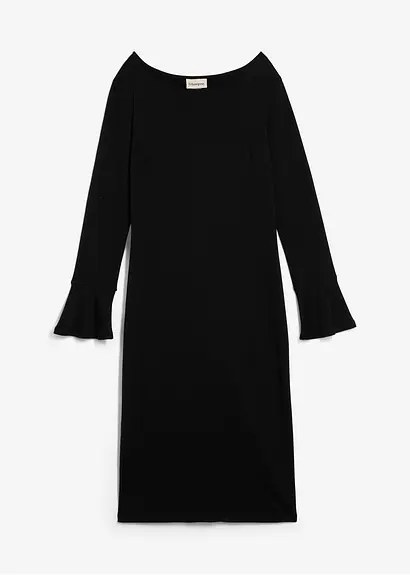 Shirtkleid aus reiner Baumwolle in schwarz von vorne - bonprix