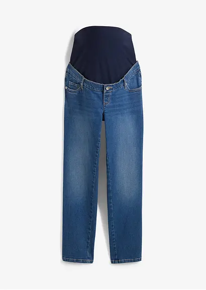 Umstandsjeans, knöchelfrei, Straight in blau von vorne - bonprix