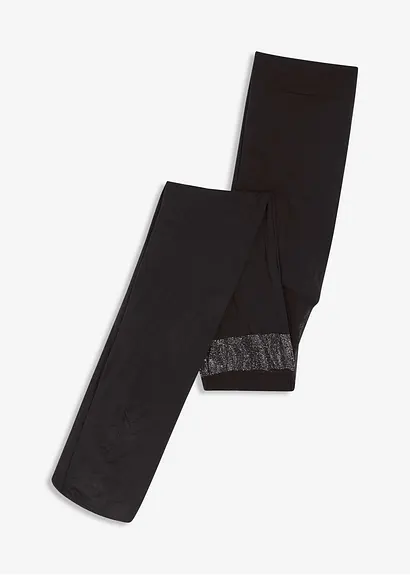 Overknee Strumpfhose 70den mit Glitzerrand mit recyceltem Polyamid in schwarz von vorne - bonprix