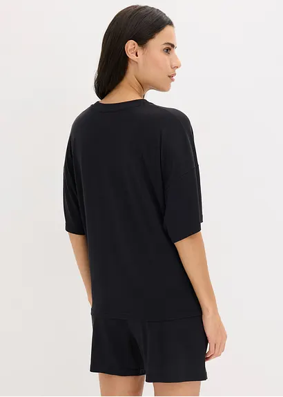 Oversized Shorty aus softem Modal in schwarz von hinten (Totalaufnahme) - bonprix