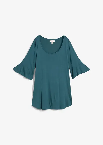 Shirt aus softer Viskose in petrol von vorne - bonprix