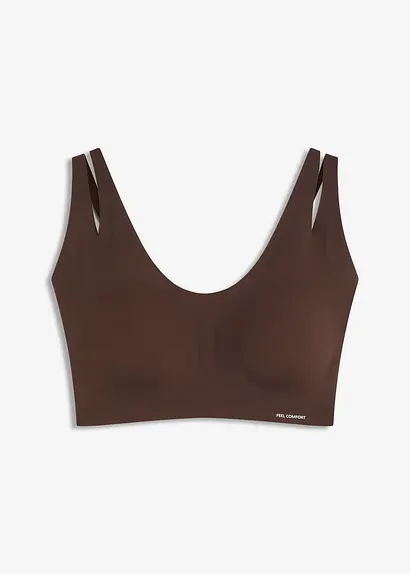 Wattiertes Feel Comfort Seamless Bralette in braun von vorne - bonprix