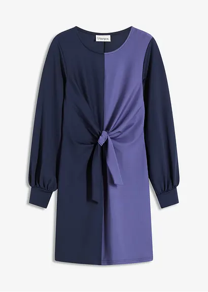 Minikleid zum Binden in blau von vorne - bonprix