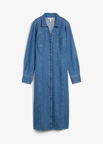 Jeanskleid in blau von vorne - bonprix