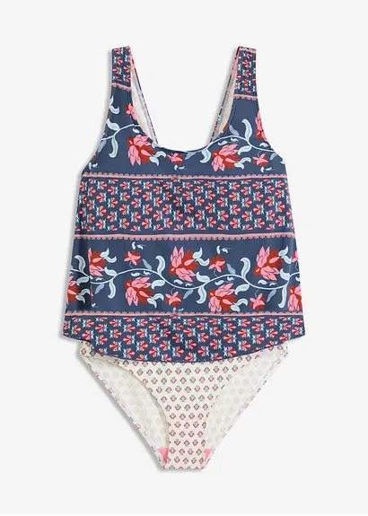 Badeanzug in Tankini-Optik in blau von vorne - bonprix