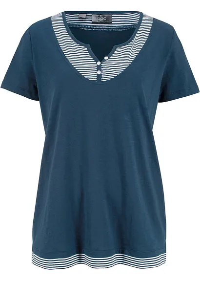 2 in 1 Shirt aus Bio-Baumwolle, kurzarm in blau von vorne - bonprix