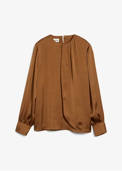 Bluse aus fließendem Satin in braun von vorne - bonprix