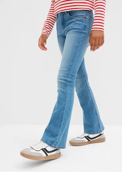 Flared-Jeans Mid Waist in blau von vorne - bonprix