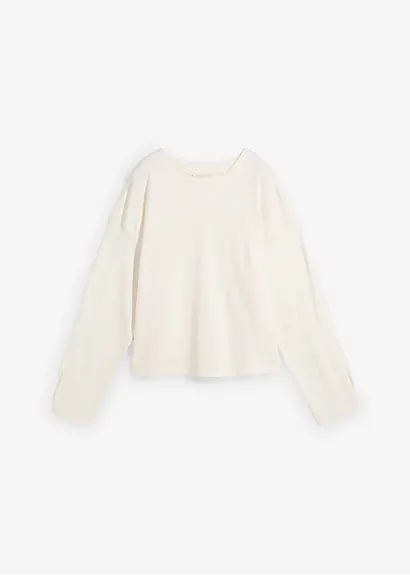 Langarmshirt aus reiner Baumwolle in beige von vorne - bonprix
