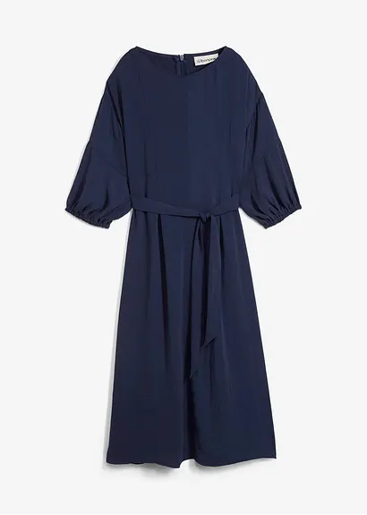Kleid aus Crinkleware in blau von vorne - bonprix