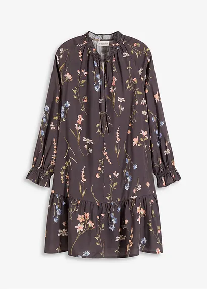 Tunika-Kleid aus reiner Viskose in blau von vorne - bonprix