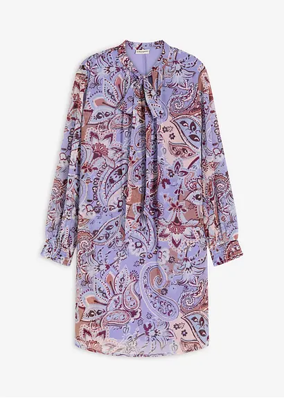 Chiffon-Tunika-Kleid mit Schluppe in lila von vorne - bonprix