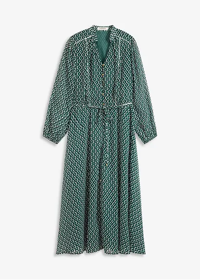 Chiffonkleid mit Kontrast-Pipings in schwarz von vorne - bonprix