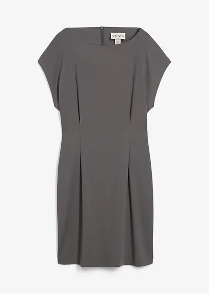 Kleid aus Viskose-Crepe in grau von vorne - bonprix