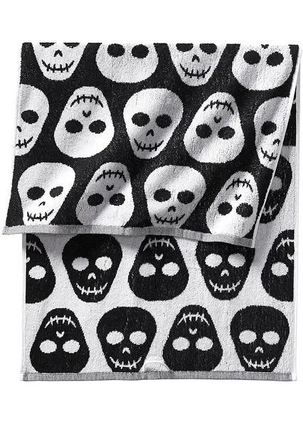 Handtuch mit Totenkopf Muster in schwarz - bonprix