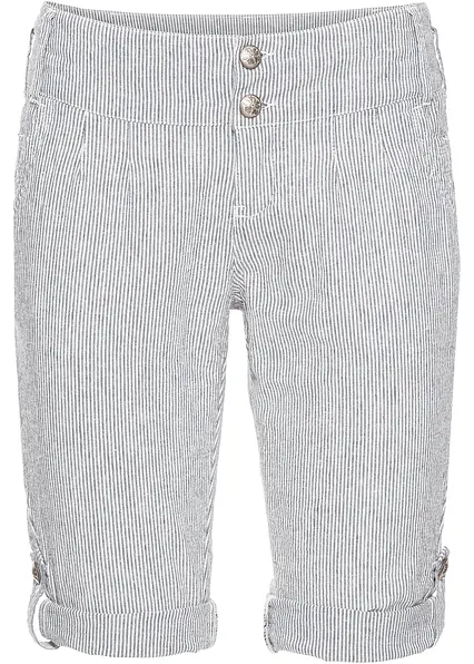Gestreifte Shorts aus Leinen in blau von vorne - bonprix