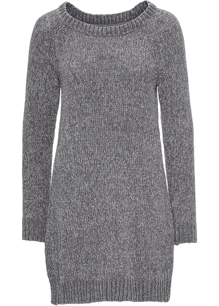 Oversize-Kleid in Strick in grau von vorne - bonprix