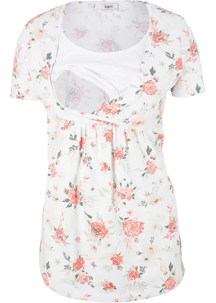 2-in-1 Umstands- und Stillshirt aus Bio-Baumwolle in weiß von vorne - bonprix