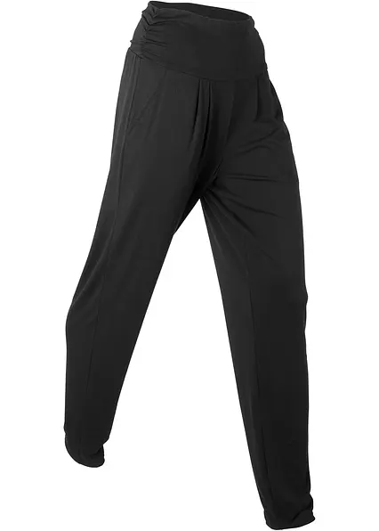 Loungewear Haremshose mit Viskose in schwarz von vorne - bonprix