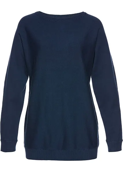 Pullover mit Fledermausärmeln in blau von vorne - bonprix