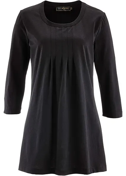 Longshirt aus reiner Baumwolle in schwarz von vorne - bonprix