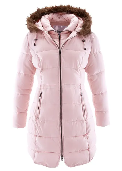 Steppjacke mit Kapuze, gefüttert in rosa von vorne - bonprix