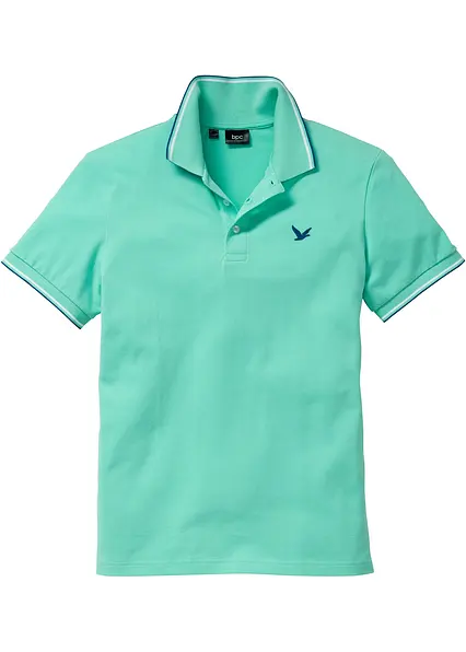 Piqué-Poloshirt aus reiner Bio-Baumwolle in grün von vorne - bonprix
