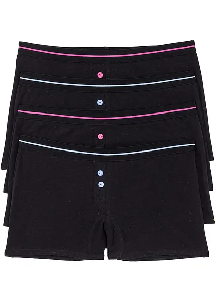 Damen Boxer (4er Pack) in schwarz von vorne - bonprix