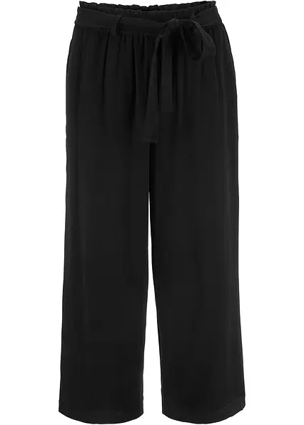Culotte aus fließender Viskose in schwarz von vorne - bonprix