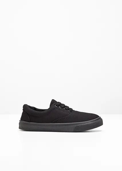 Sneaker aus Baumwoll-Canvas in schwarz von vorne - bonprix