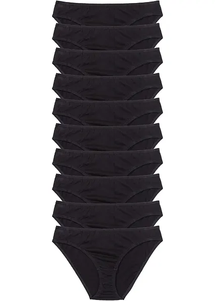 Slip (10er Pack) in schwarz von vorne - bonprix