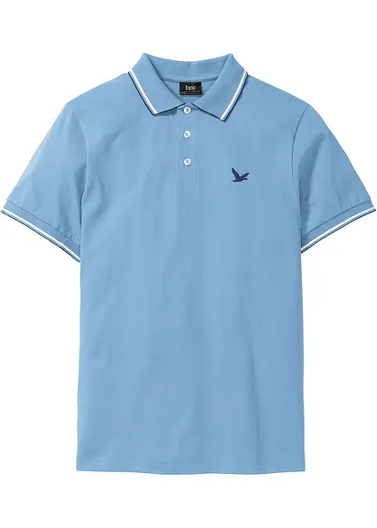 Piqué-Poloshirt aus reiner Bio-Baumwolle in blau von vorne - bonprix