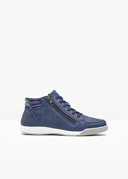 High-Top-Sneaker mit Reißverschluss in blau von vorne - bonprix