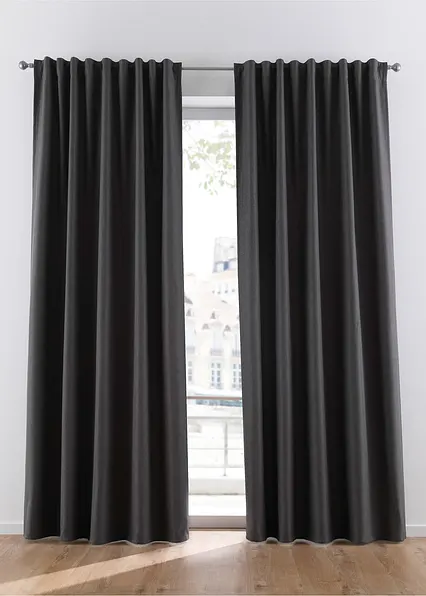 Thermo-Vorhang mit weicher Fleece-Rückseite, auch in extra lang (1er Pack) in grau - bonprix